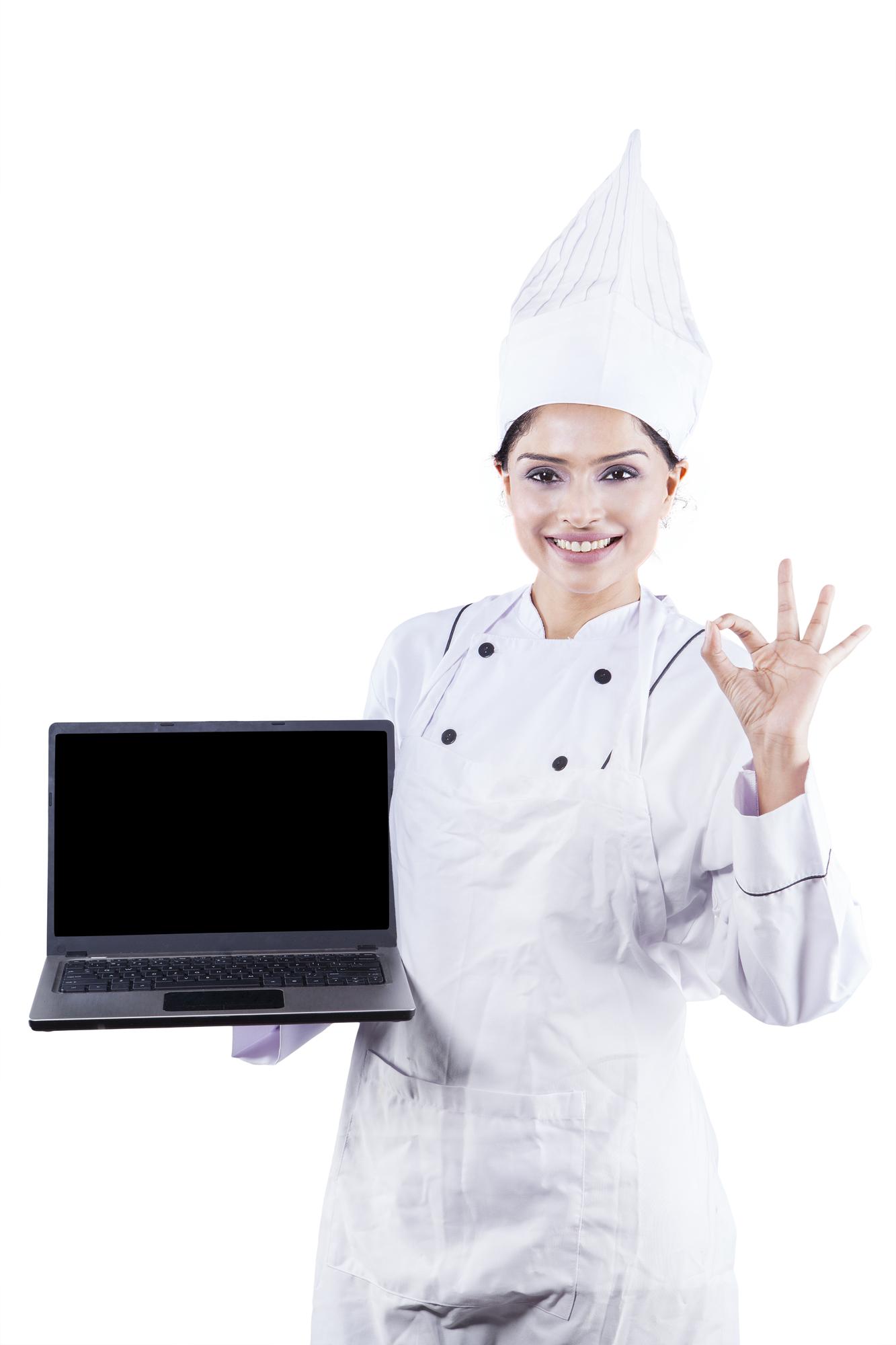 Szef kuchni prowadzący lekcję online